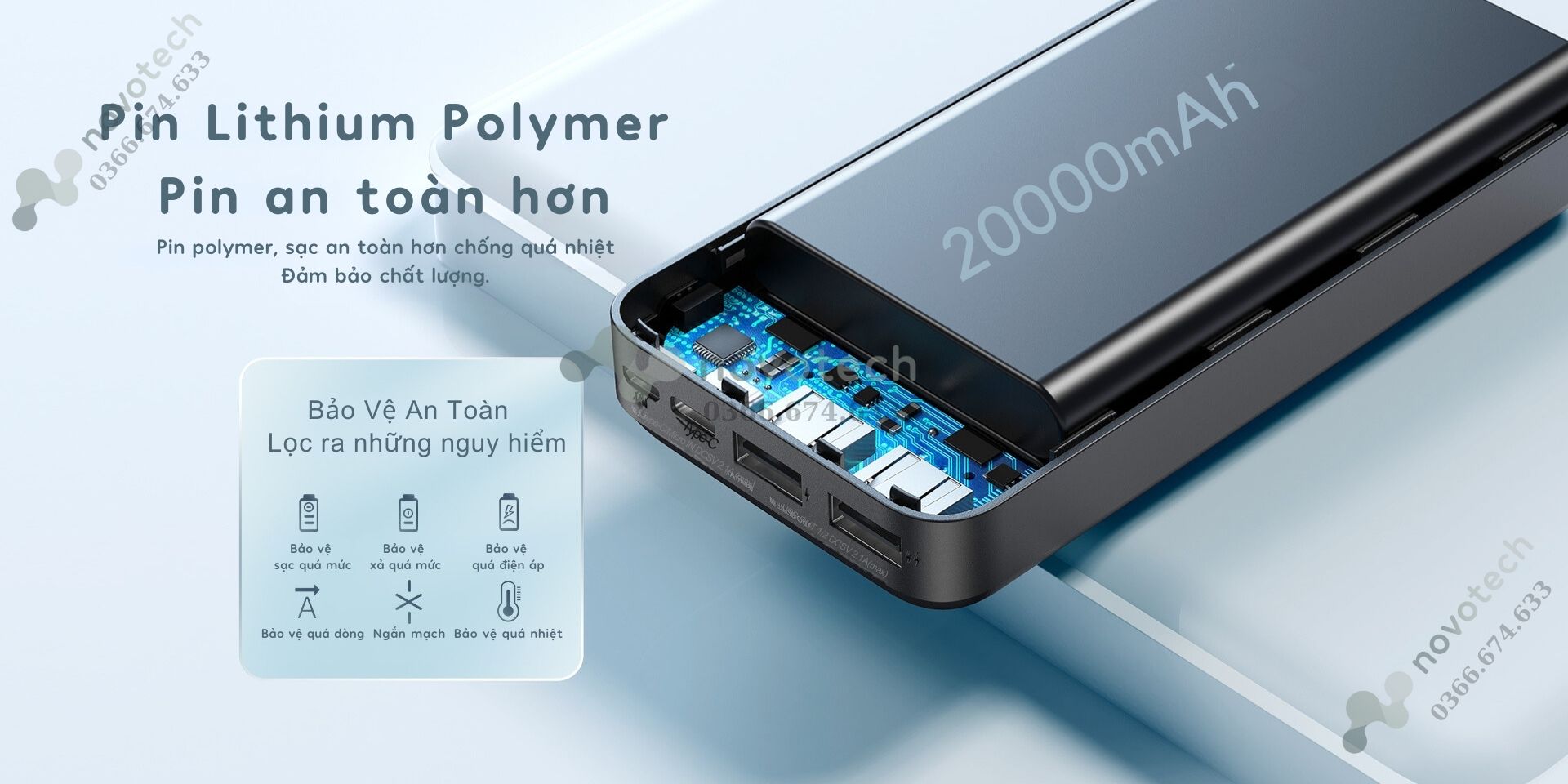 Pin có nhiều chức năng bảo vệ an toàn, giúp người dùng an tâm hơn.