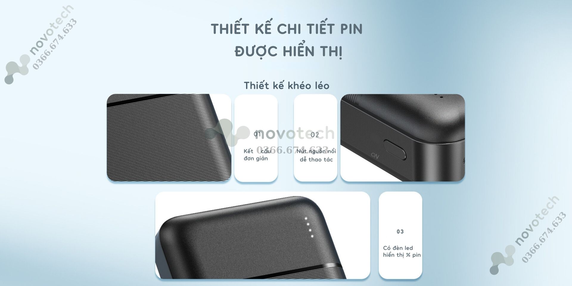 Pin được thiết kế đẹp, dễ dàng sử dụng.