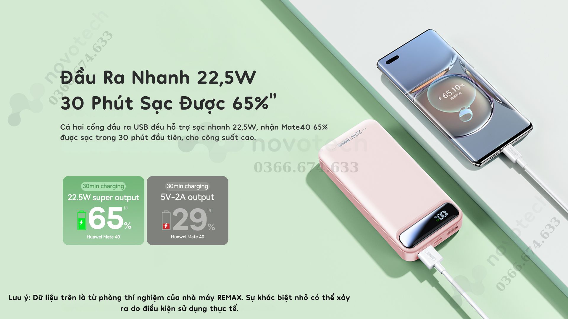 Hai cổng ra USB đều hỗ trợ sạc nhanh lên đến 22.5W