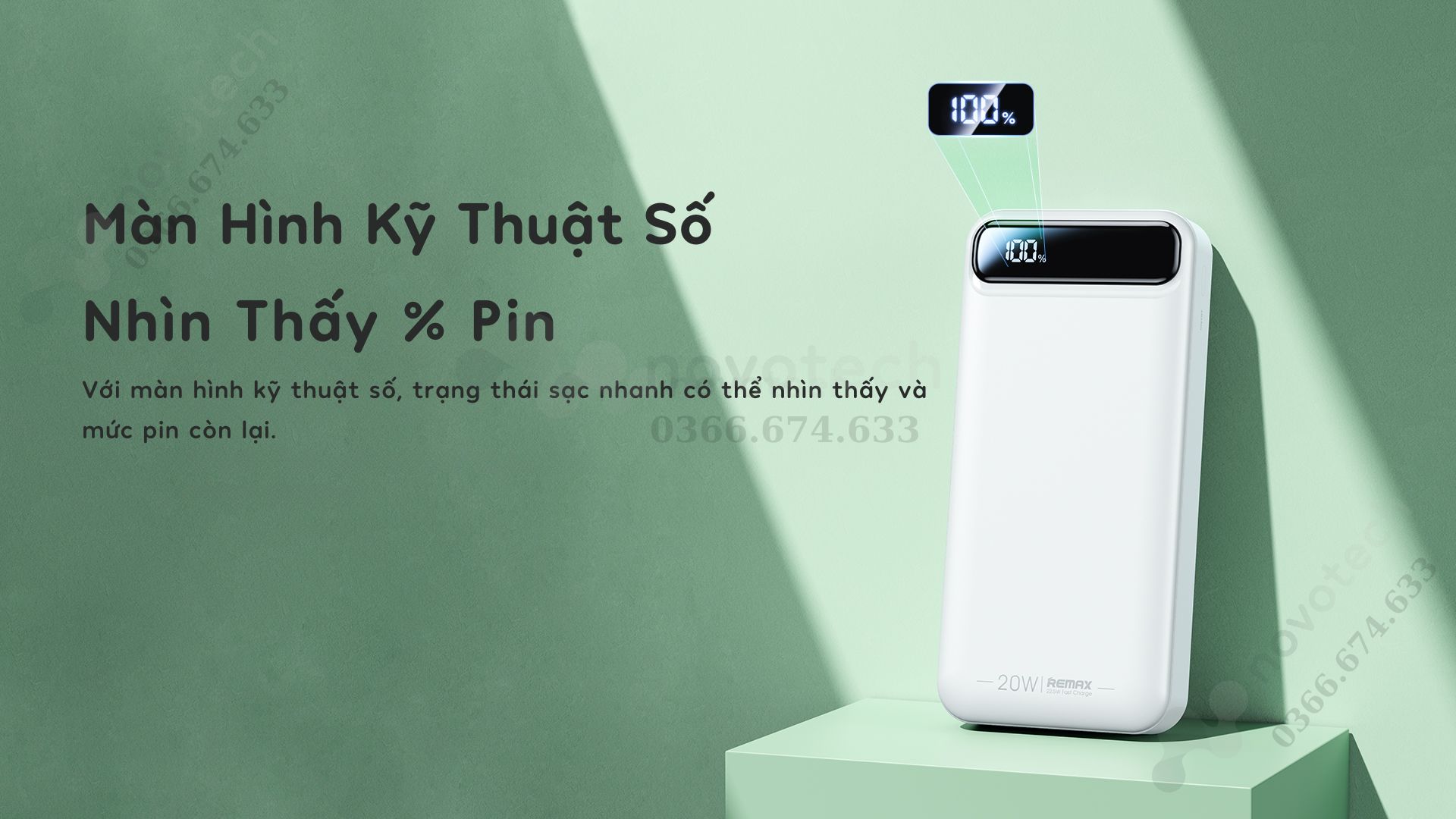 Màn hình hiển thị % pin là màn hình kỹ thuật số.