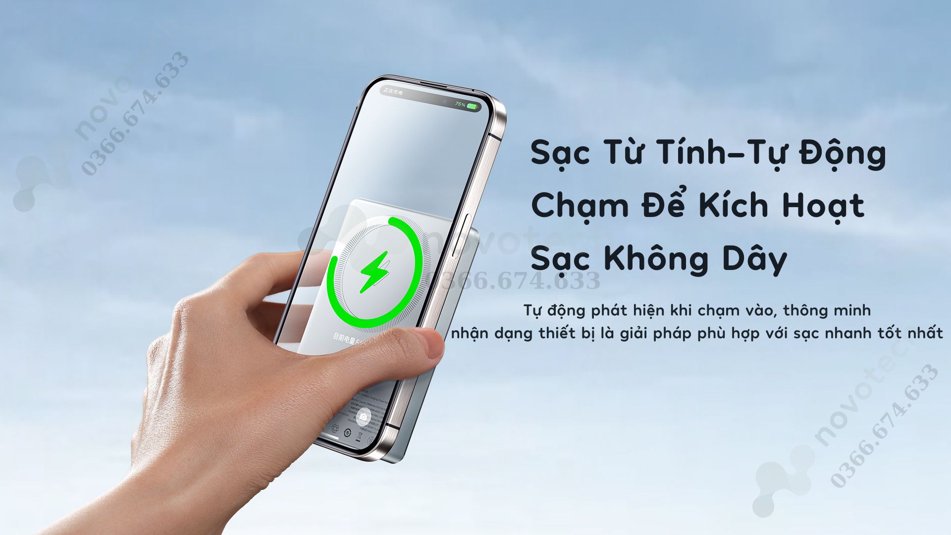 Remax RPP-3 chỉ cần đặt lên là sạc, nhanh chóng, gọn gàng.